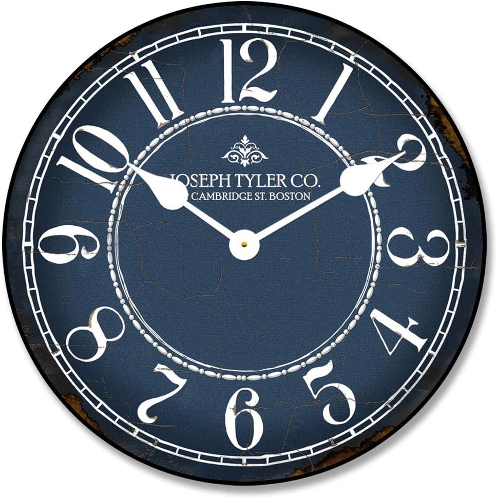 Blue & White Wall Clock | Ultra Quiet Quartz Mechanism | Hand Made in USA Beautiful Crisp Lasting Color | Comes in 8 Sizes | 30-Inch