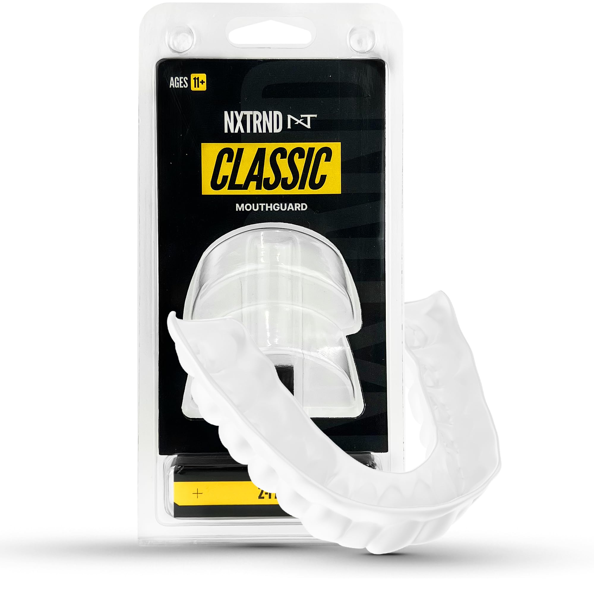 Photo 1 of 2 Pack Nxtrnd Classic Mouthguard, Custom Fit Sports Mouthpiece for Football, Boxing, MMA, Basketball, Hockey, Lacrosse, Youth & Adult (White)