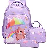 Dafelile Girls Backpack for Elementary Unicorn Backpack Kids Backpack School Bookbag for Girls 3 in 1 Set Back to School