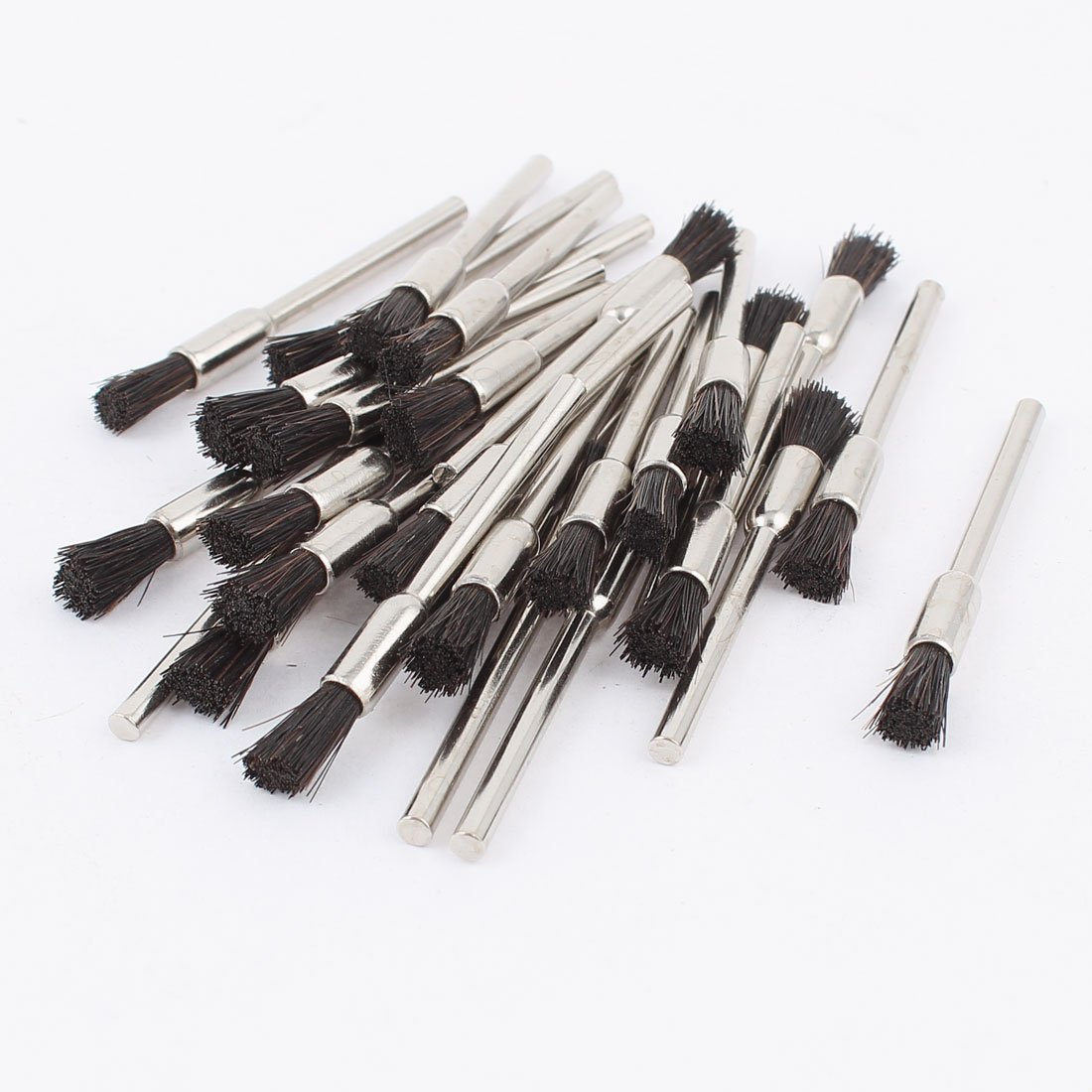 sourcingmap 30pcs 3mm Mandrel Black Bristle Pen Polishing Brush for Rotary Tool
