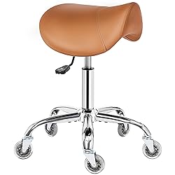 BEWISHOME Rolling Saddle Stool,Height Adjustable