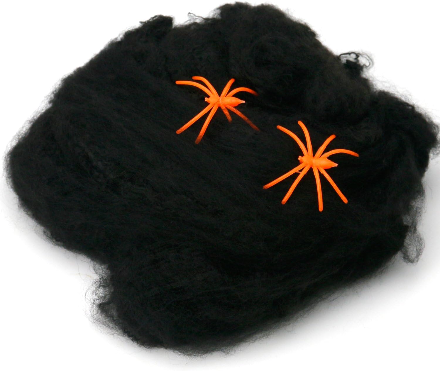 TRIXES Stretchable Cobweb with 2 Spiders - Stretchy Halloween Spider Web Decoration - Black