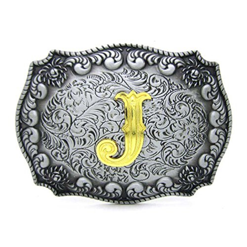 Buy Initial Letters Belt Buckle for Men Western Cowboy Rodeo Gold