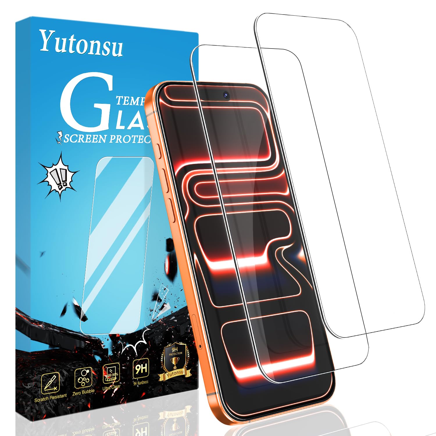 Yutonsu 2 Pack Tempered Glass Screen Protector for iPhone 17 Pro Max 6.9 Inch, 9H Hardness, Anti Scratch, Bubble Free, Case Friendly