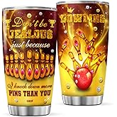 CUBICER Bowling Coffee Tumbler Travel Mug With Lid Funny Birthday Gifts For Men Women Dad Friends Teen Boys Insulated Cup Stainless Steel Tumblers Set Inspirational Quotes Jewelry Style