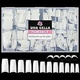 UNA GELLA Acrylic Nail Tips White Half Cover False Nails Tips French Style Square Gel Nail Tips 504pcs Fake Nails No c Curve for DIY French Tip Press On Nails 12 Sizes