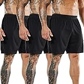MIER Men's Soccer/Basketball/Athletic Shorts Without Pockets No Liner Running Workout Training, 3 Pack