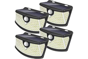 Aootek New Solar Motion Sensor Lights 120 LEDs with Lights Reflector,270° Wide Angle, IP65 Waterproof, 3 Lighting Modes,Step Lights for Front Door, Yard, Garage, Deck (4 Pack)