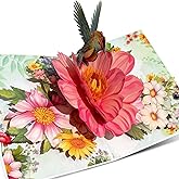gamegalaxy Hummingbird Pop-Up Birthday Card, 3D Floral Mother’s Day Greeting Card with Envelope, Blank Note, Sealing Stickers for Mom, Sister, Her, Grandma, Aunt, Daughter