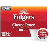 Folgers Classic Roast Coffee, Medium Roast, Keurig K-Cup Pods, 10 Count Box