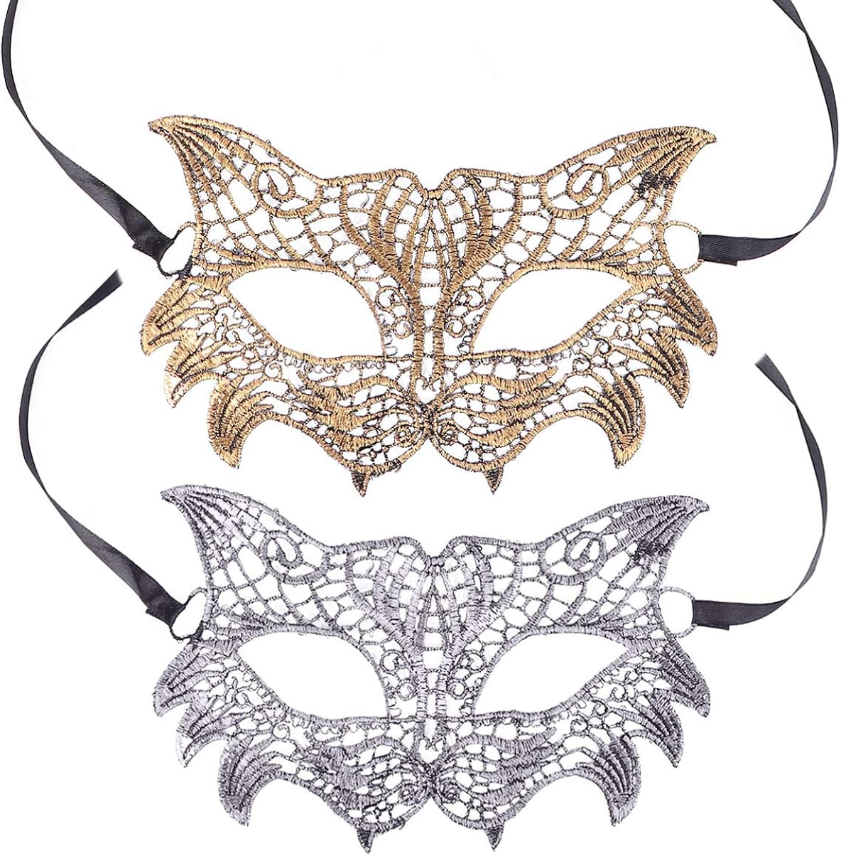 KESYOO 2pcs Halloween Eye Mask Fox Half Mask Lace Half Mask