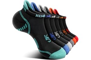 KEMISANT Mens Ankle Socks 6 Pairs-Athletics No Show Socks Cushioned for Men Running Walking-Arch Compression Support