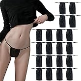 100 Pcs Women Disposable Underwear Set, One Size Fits Most, Soft Non-Woven Fabric Disposable Thongs Panties Women's, Individually Wrapped, Comfort Stretch Waistband for Spa, Spray Tanning (Black)