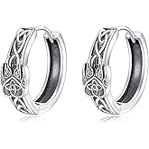 Hoop Earrings for Men Women 925 Sterling Silver Ankh/Wolf/Celtic/Opal Earrings Jewelry Gifts