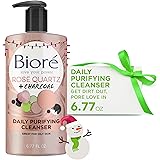 Bioré Rose Quartz + Charcoal Daily Face Wash, Oil Free Facial Cleanser Energizes Skin, Dermatologist Tested and Cruelty Free,