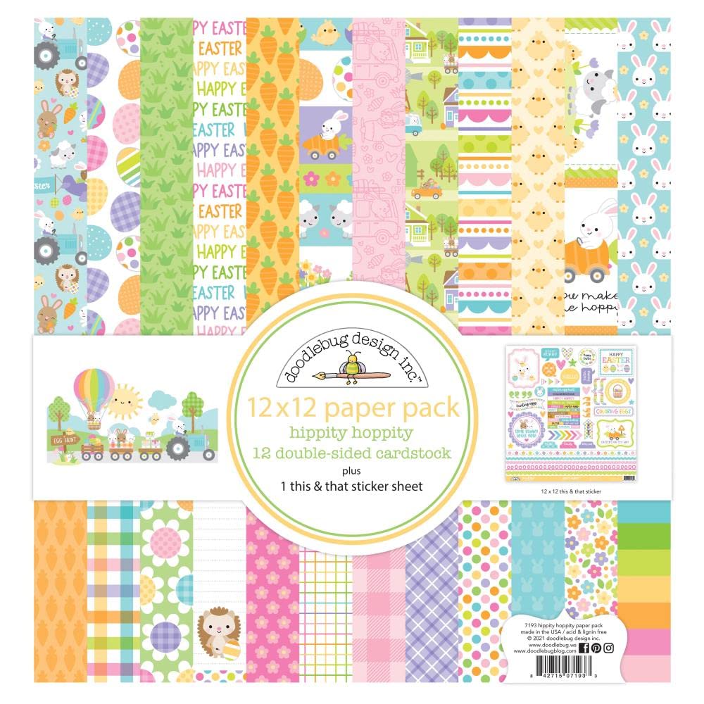 Doodlebug Designs 12" x 12" Paper Pack Hippity Hoppity