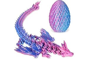 Olee Odee Fly Wings Dragon & Dragon Egg, 3D Printed Articulated Fidget Toys for Adults Office Room Decor Collectible Figurines Funny Gifts for Kids, Boys, Girls (Pinkish Blue, M Size)