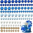 108 Pcs Balls Cake Topper DIY Cupcake Insert Foam Balloons for Cake Baking Wedding Anniversary Birthday Decoration(Assorted Blue, White, Gold,Multi Sizes)