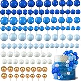 Tondiamo 108 Pcs Ball Cake Toppers, 5 Sizes for Cake Decorating, 15, A | Navy Blue Foam Cake Ball with Pick for Birthday Wedding, Baby Shower Anniversary Decorations, Non-edible Cake Topper Balloons