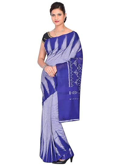 ODISHA HANDLOOM Womens Sambalpuri Cotton Saree With Blouse Piece (OHAUG2019-133_Blue)