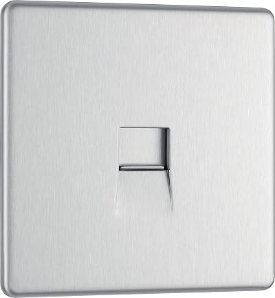 BG Electrical Single Telephone Master Socket Slimline Brushed Steel