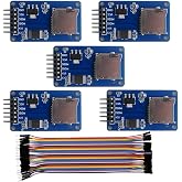 Wishiot 5pcs SD Card Module Mini TF Card Reader Sensor with SPI Interface Onboard Level Conversion +1pc 40P Male to Female Dupont Cable for Arduino Mega2560 Nano ESP8266 ESP32 Wemos D1 Mini