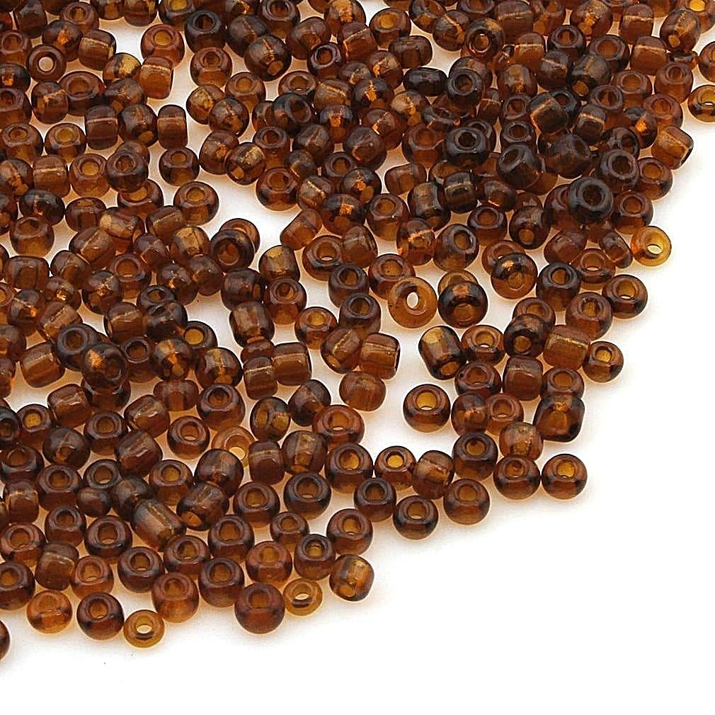 Perlin Glass Seed Beads Native American Beads Seed Beads Pony Beads 3 mm Transparent 14 Colours 8/0 Clear Mini Round Seed Beads 3300 Pieces (Dark Brown)