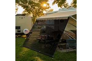 Filluck RV Awning Shade Screen with Zipper - Next Gen RV Awning Screen for Trailer Camper, UV Blocker Completed Kits. mesh Camper Sun shadeTrailer Awning Shade Screen (8'x13.25'-Side Shade)