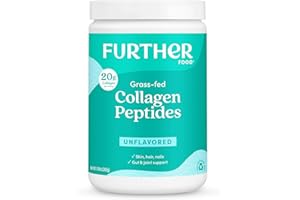 Further Food Unflavored Collagen Peptides Powder - 100% Grass-Fed, Hydrolyzed Type 1 & 3, 20g of Collagen per Serving, Supports Skin, Hair, Nails & Joints, 9.88 Oz
