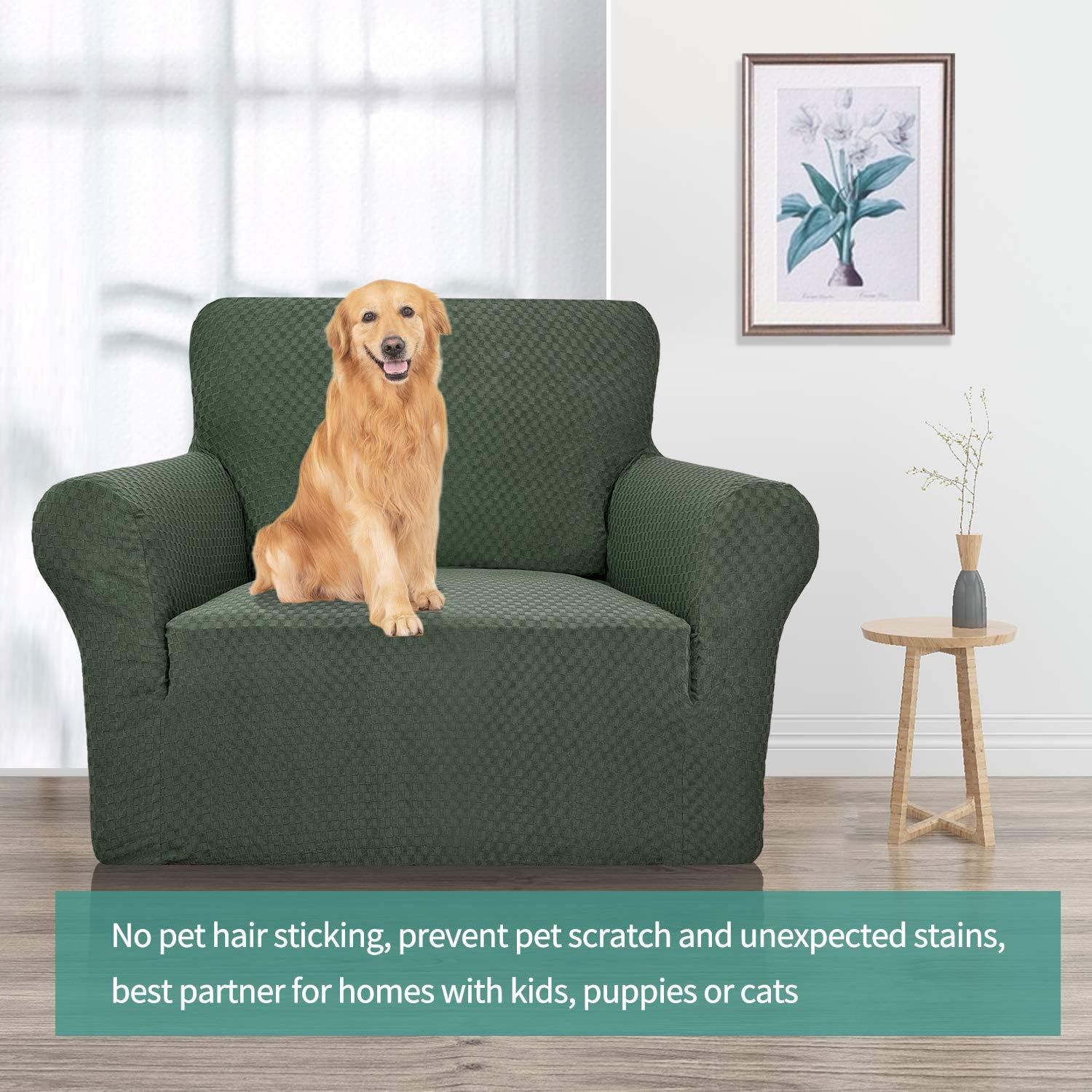 YEMYHOM Couch Cover Latest Jacquard Design High Stretch Sofa Chair Covers for Living Room, Pet Dog Cat Proof Armchair Slipcover Non Slip Magic Elastic Furniture Protector (Chair, Black): Kitchen & Dining