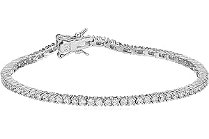 Amazon Essentials Plated Sterling Silver Round Cut Cubic Zirconia Tennis Bracelet (previously Amazon Collection)