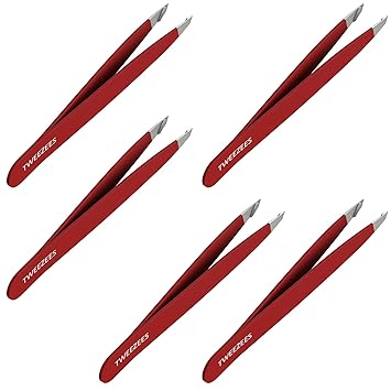 Amazon Com Tweezers For Eyebrows Red 5 Pack Precision