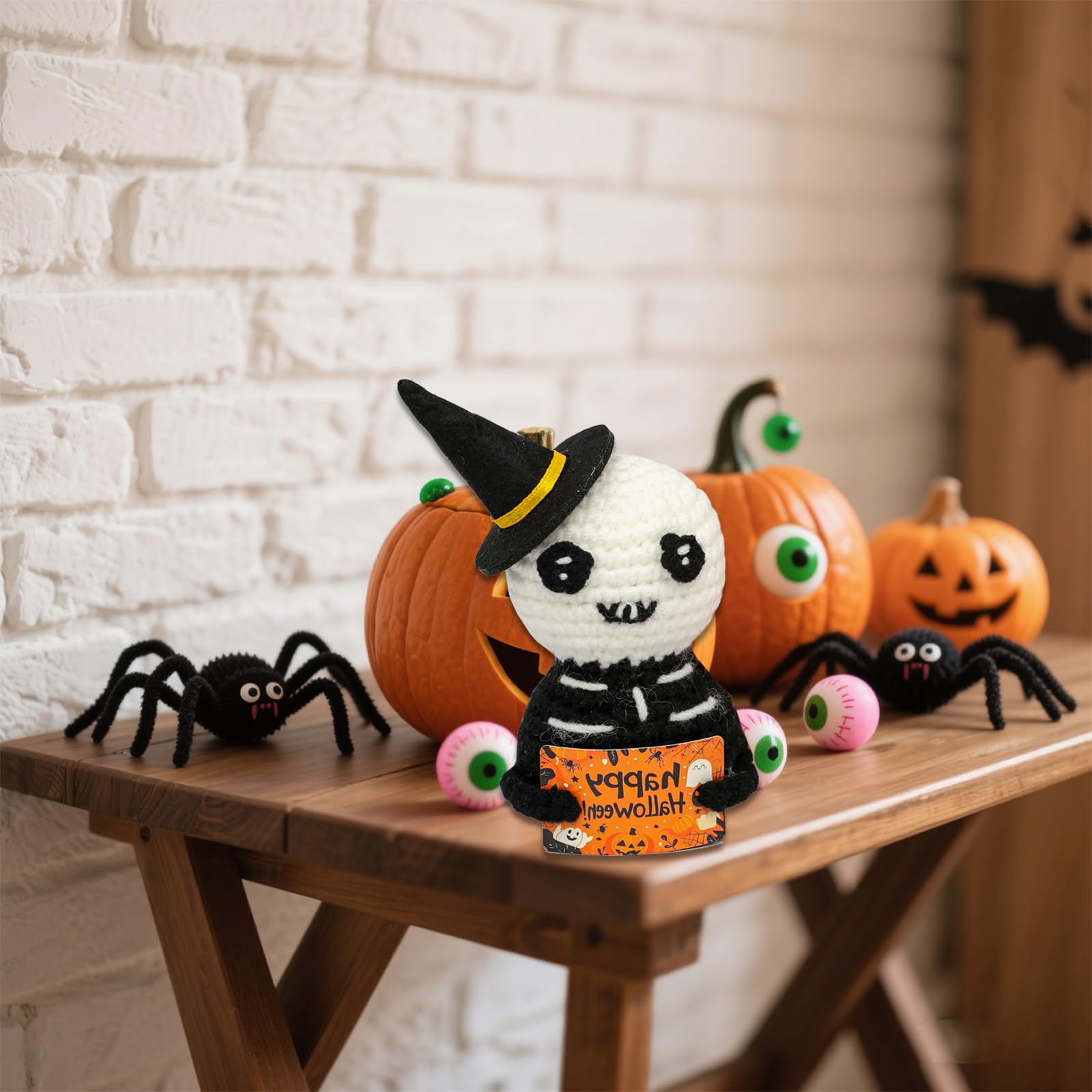 Ranvaira Unique Gifts for Halloween - Mini Funny Emotional Support Pickle with Magic Hat - Cute Knitted Plush Doll Halloween Decoration for Women, Adult