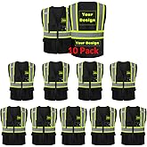 Custom Mesh Safety Vest with LOGO Reflective High Visibility Vest with 5 Pockets and Zipper