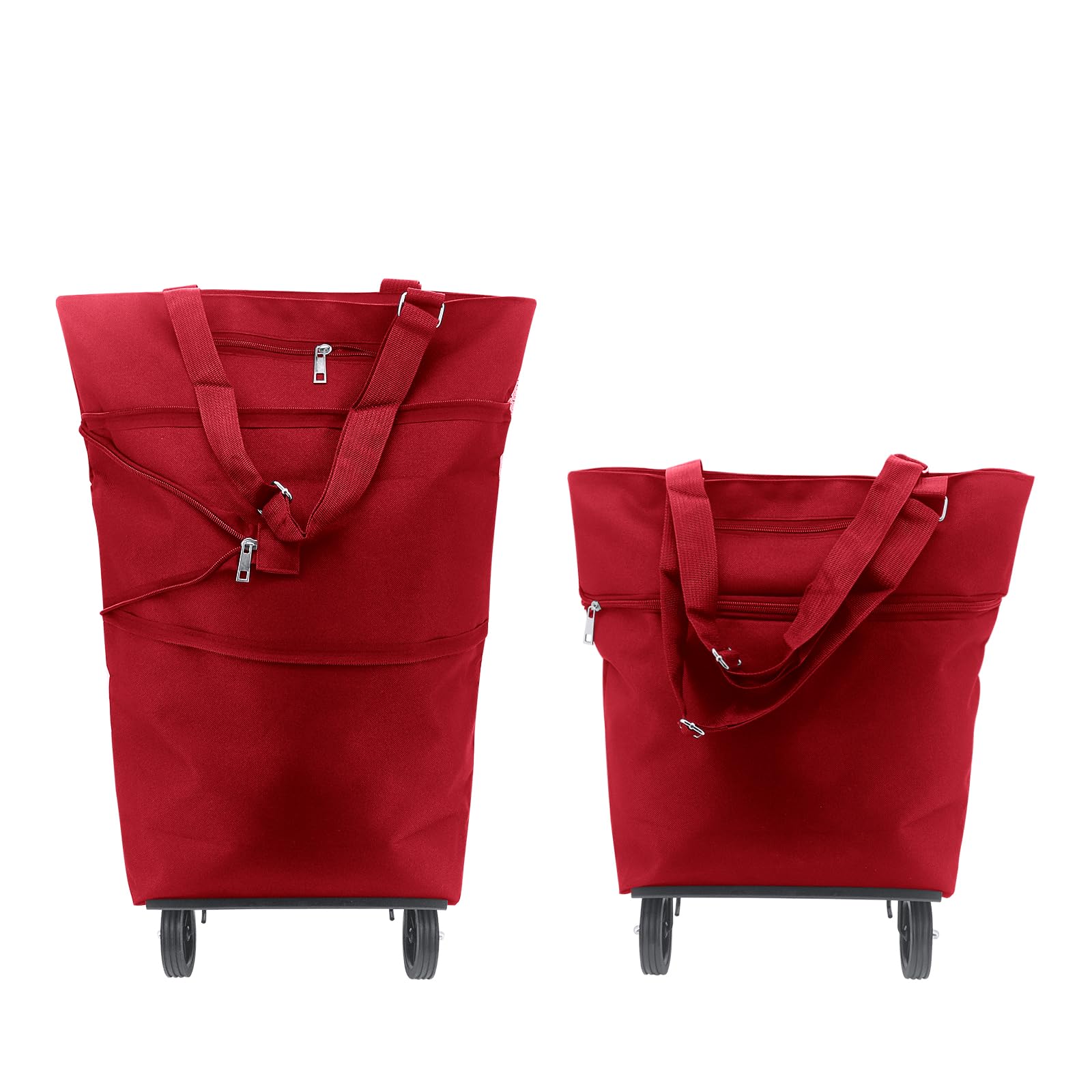 Beowanzk Collapsible Foldable Shopping Trolley on Wheels for Supermarket & Grocery Shopping (Red) — image 1