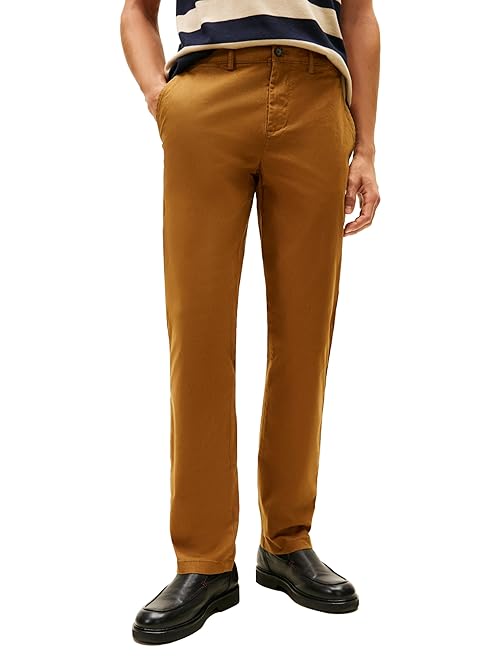 Tommy Hilfiger mens Stretch Chino in Custom Fit Casual Pants, Cohiba Brown, 31W x 32L US
