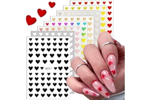 BSBTBZ 8 Sheets Heart Love Nail Stickers Decals 3D Self-Adhesive Nail Art Stickers Heart Nail Art Decorations Heart Nail Charms Design Nail Accessories Manicure Tips Supplies for Women Girls Nail Decor
