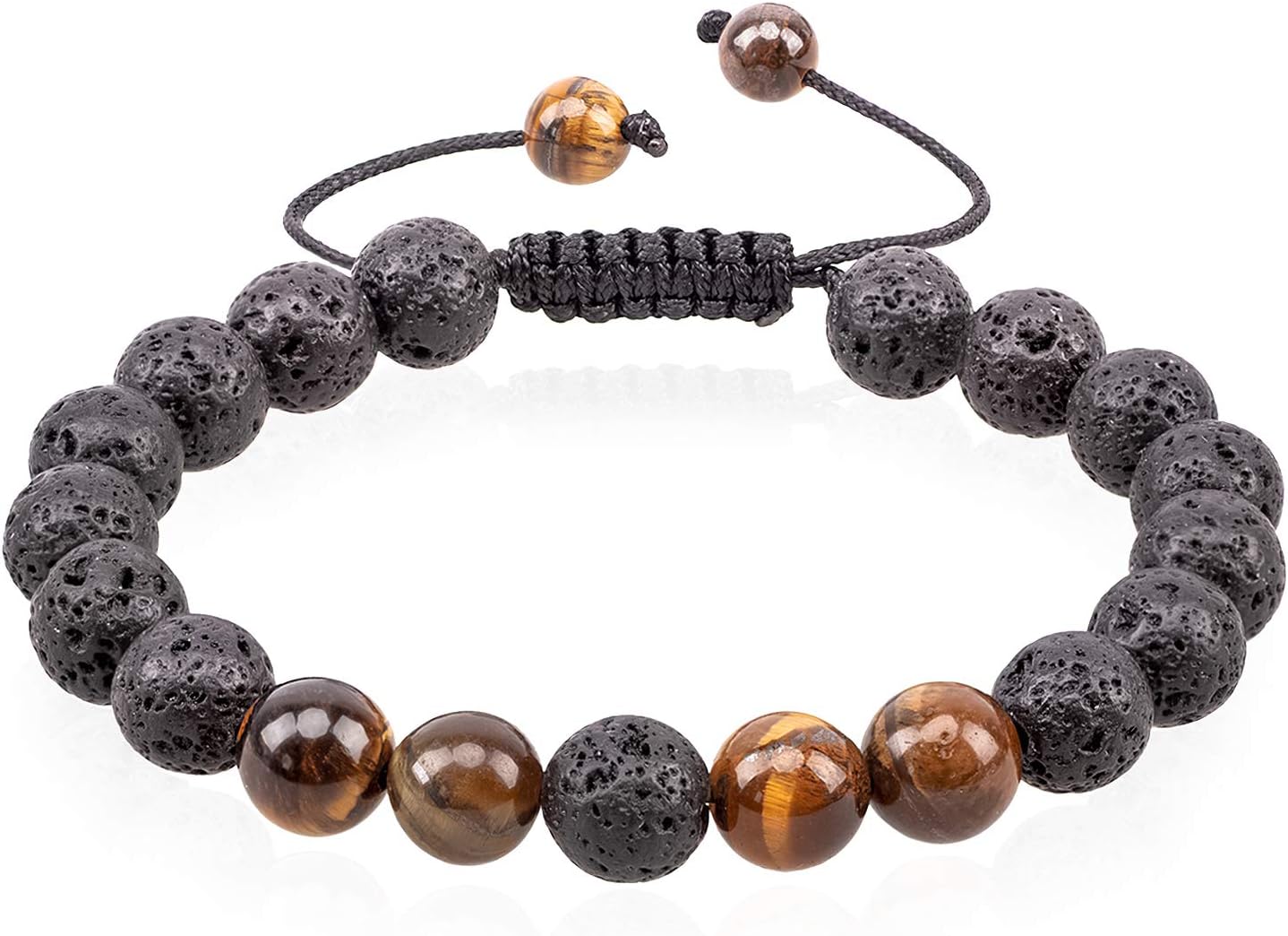 Romavida Anxiety Lava Stone Diffuser Bracelet, Yoga Bead Bracelet Natural Crystal Bracelet, Healing Aromatherapy Beads Essential Oil Stretch 8mm Beaded Bracelets for Women and Men