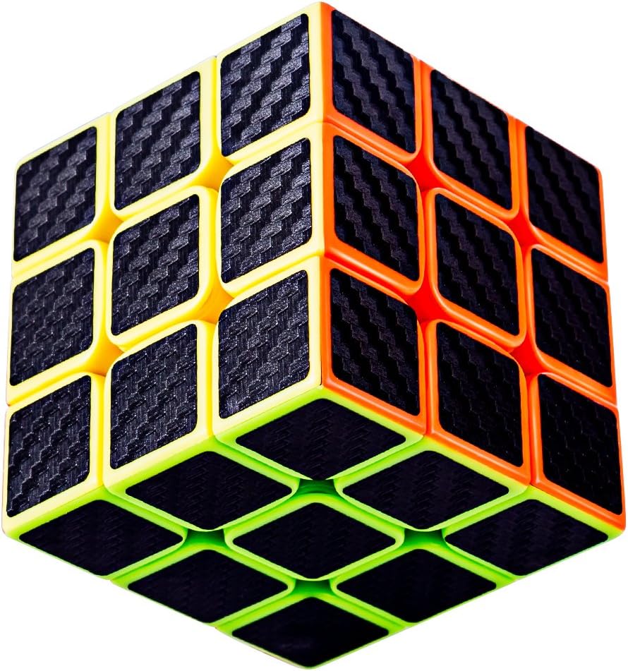 TaoLeLe Speed Cube 3x3x3 Bright with Black Carbon Fiber Sticker Smooth 3D Puzzle Color Magic Cube Upgraded Version