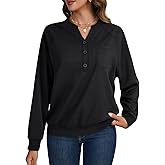 LYANER Women's Button Neck Long Sleeve Pullover Sweatshirt Fall Henley Outfits Tops