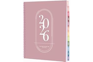RILEYS & CO Rileys 2026 Planner, Agenda Planner With Weekly And Monthly View, Daily Agenda Book And Yearly Planners Calendar Book, Spiral Bound With Tabs, Notes, Goals And Holidays (Pink, 8.5 x 11 in)