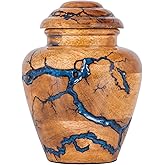 STONLIF Wooden Cremation Urns for Human Ashes Adult Male 20 Cubic Inches - Memorial Urns for Women & Men - Blue Urn for Ashes Adult Male - Decorative Urns - Burial and Funeral Urn - Blue, Small 20lbs