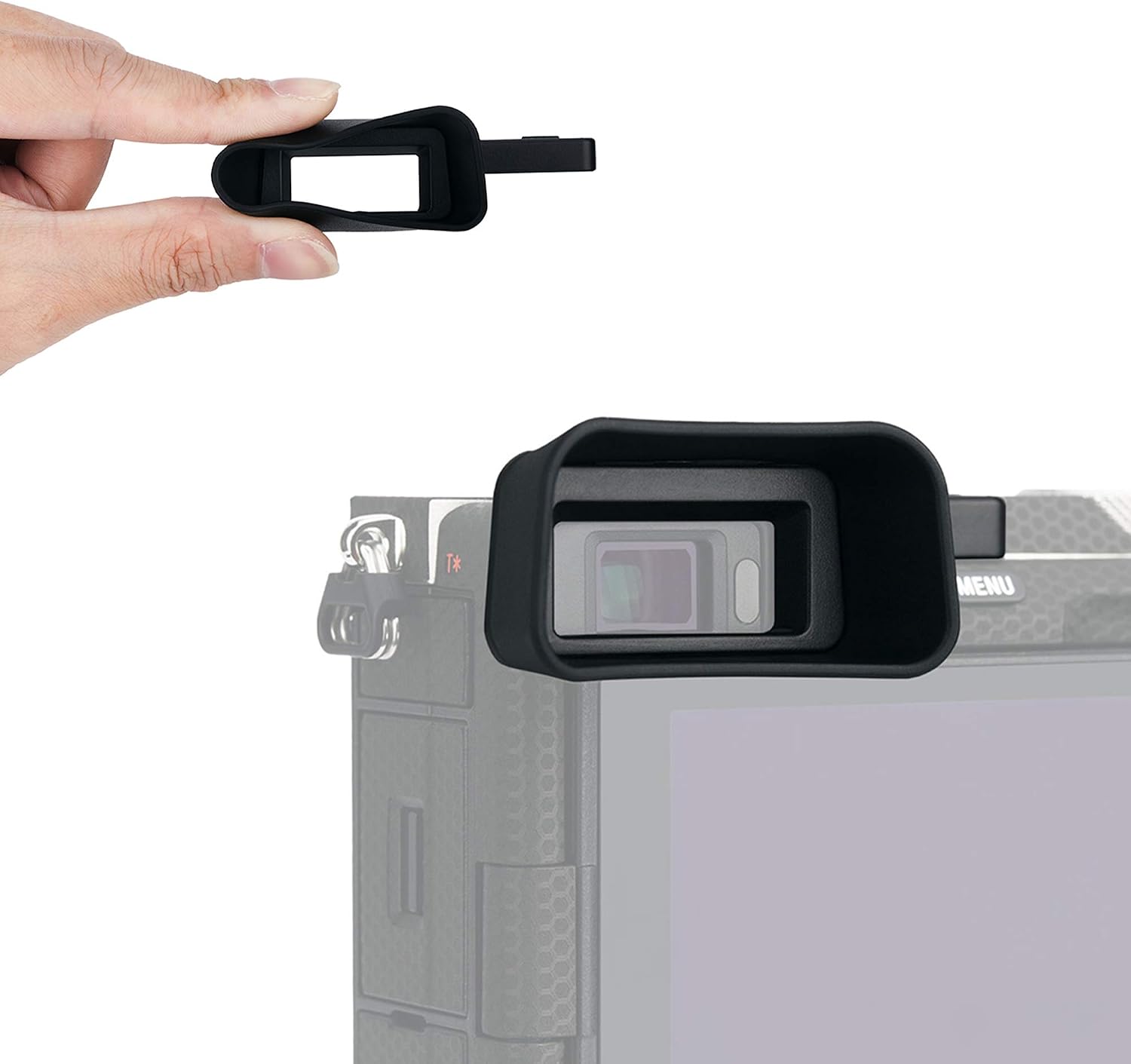 Extended-Type Long Soft Silicone Eyecup Eyepiece for Sony Alpha a7C / ILCE7C Mirrorless Digital Camera (Equipped & Secured with Camera Hot Shoe) - Image 3