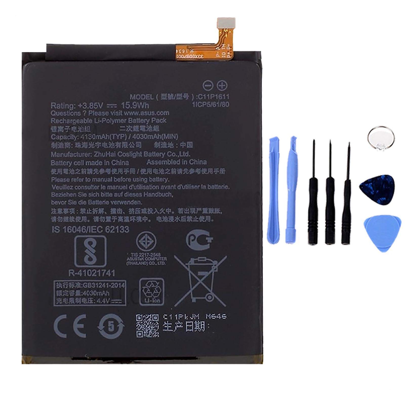 Ellenne Battery Compatible with ASUS ZENFONE 3 Max C11P1611 ZC520TL High Capacity 4130MAH with DISASSEMBLY Kit Included by Store