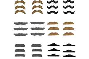 BENILAX 36 Pieces Fake Mustaches, Self Adhesive Novelty Mustache Fiesta Party Supplies for Masquerade Party Halloween Black Gray Brown