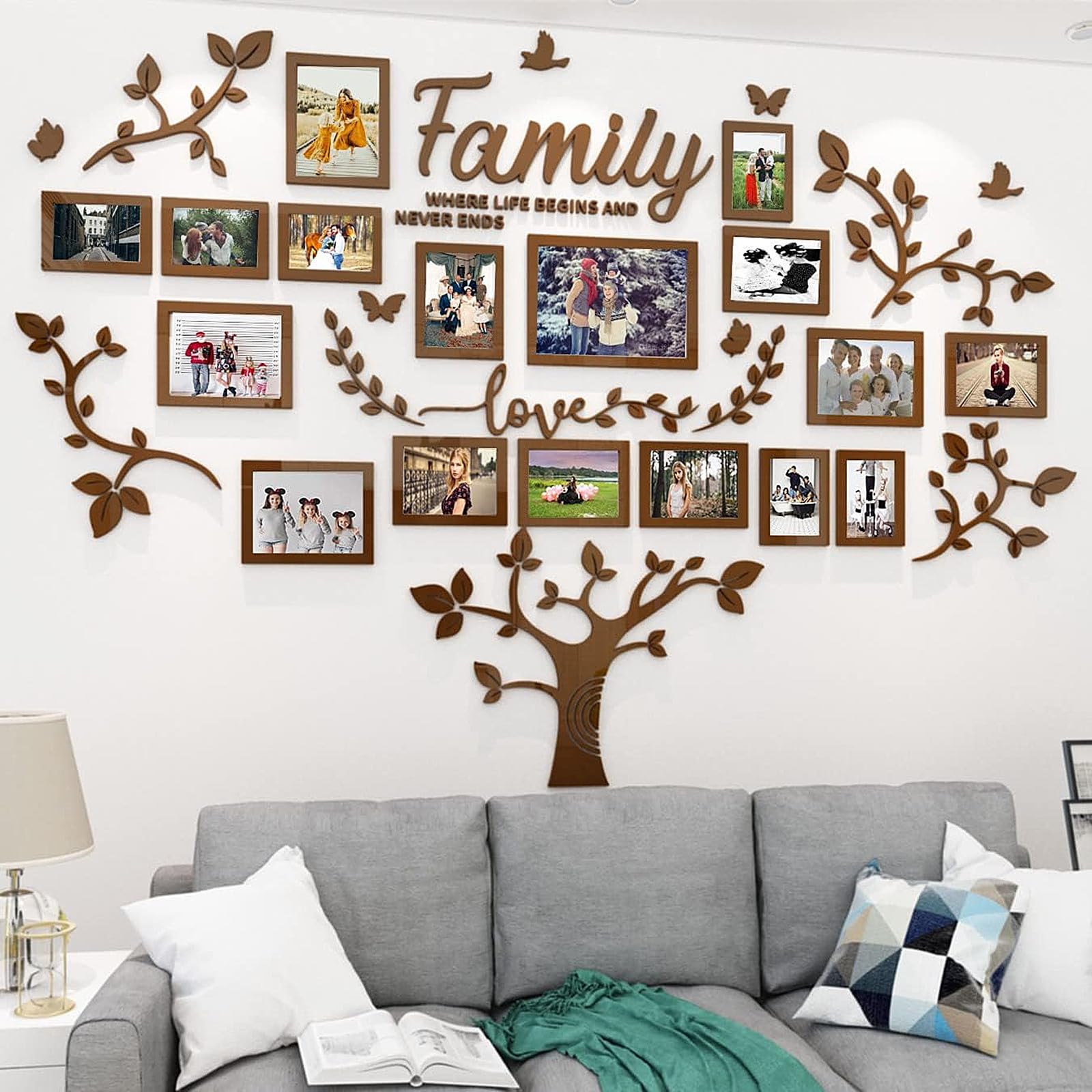 Photo 1 of ****FINAL SALE NOT RETURNS****
hejiagongsi Family Tree Wall Decor - Picture Frames Collage 4x6 5x7 8x10 11x14 3D DIY-Acrylic Photo Frame for Living Room ?Brown 57 * 81in?