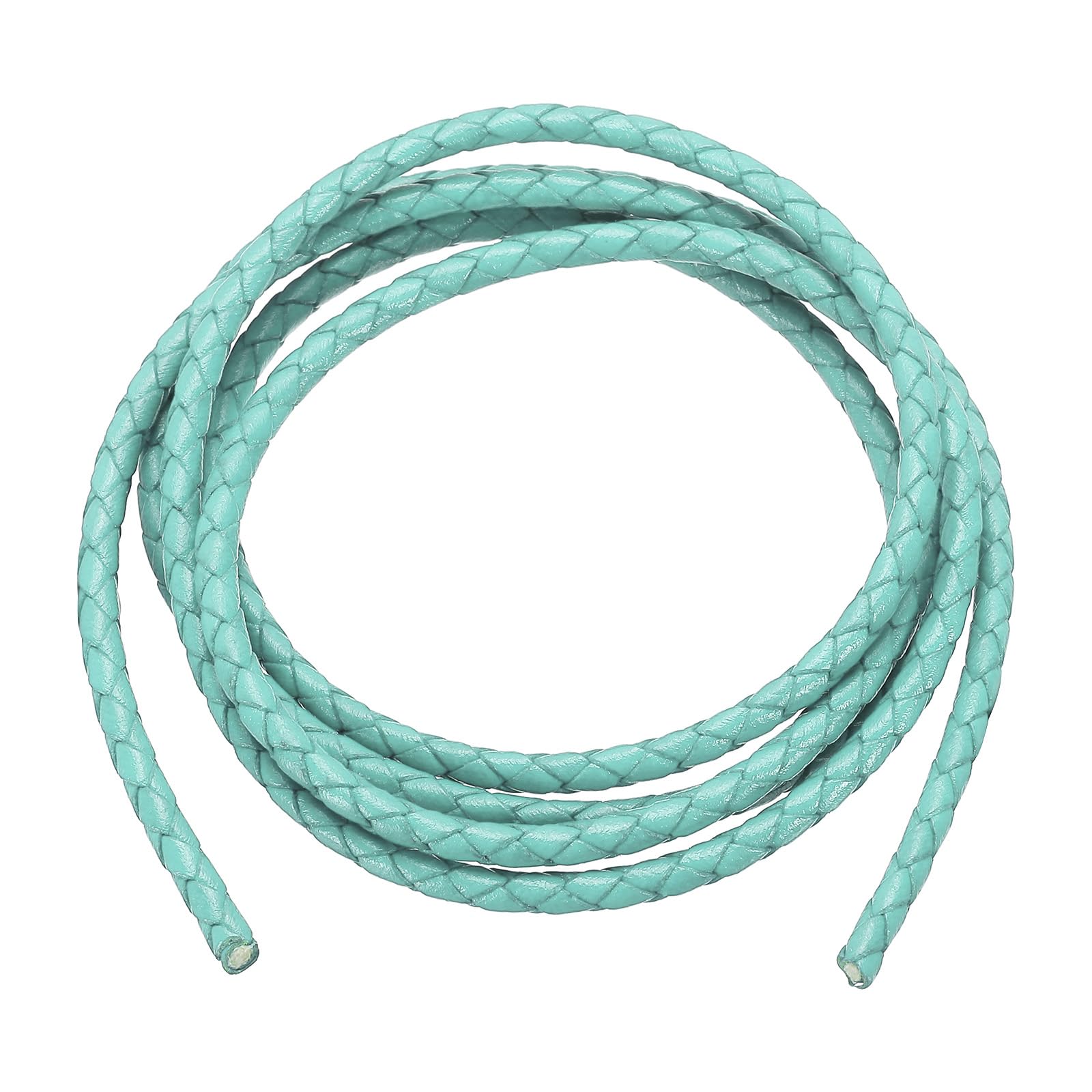 PATIKIL Round Braided Leather Cord, 4mm Round Braided Leather Cord Rope Folded for Crafts Jewelry Making Necklace Bracelets, Light Green (1.1 Yards)