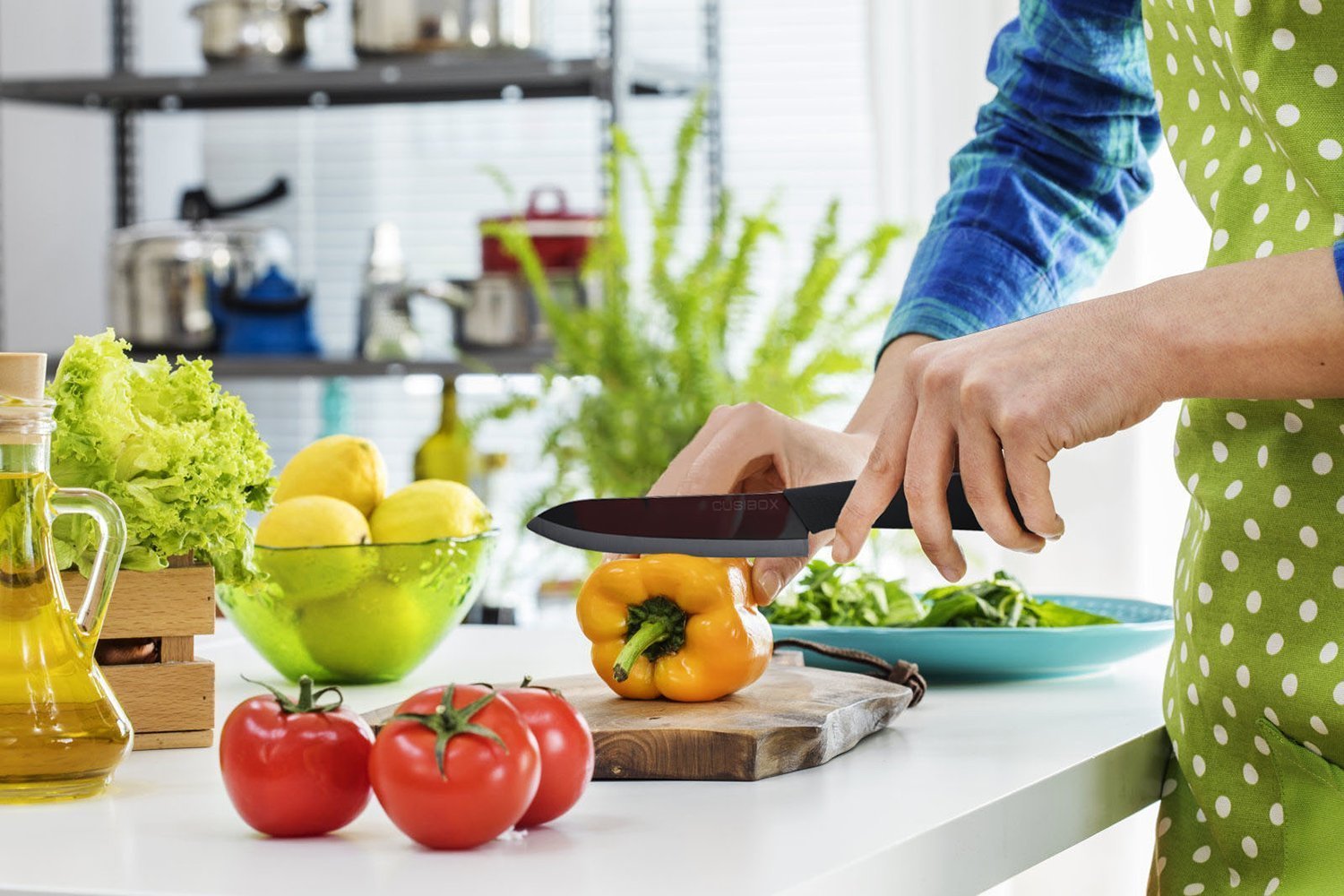 Ceramic Kitchen Knife, CUSIBOX 6 Inch Ceramic Kitchen Chef Knife with Non-Slip Handle and Protective Sheath, Black