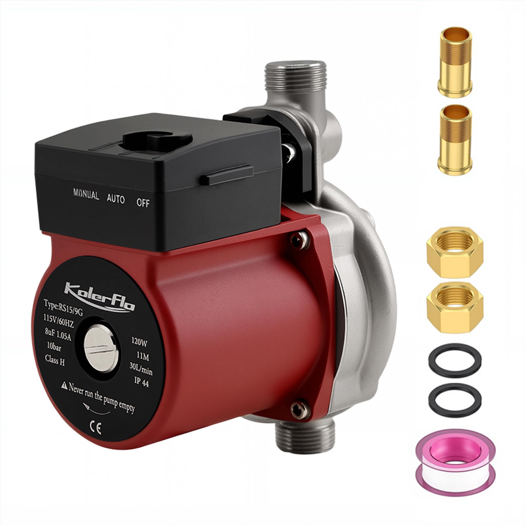 Photo 1 of Hot Water Recirculating Pump,120W 110V Automatic Circulating Pump/Booster Pump Stainless Steel Head NPT 3/4",15-9S Three Speed Control for Electric Water Heater System