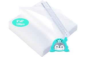 Craftido 8"x8" 150 Sheets No Show Mesh Embroidery Stabilizer Backing for 4x4 and 6x6 Hoops 1.8oz Light Weight for Machine Embroidery and Hand Sewing